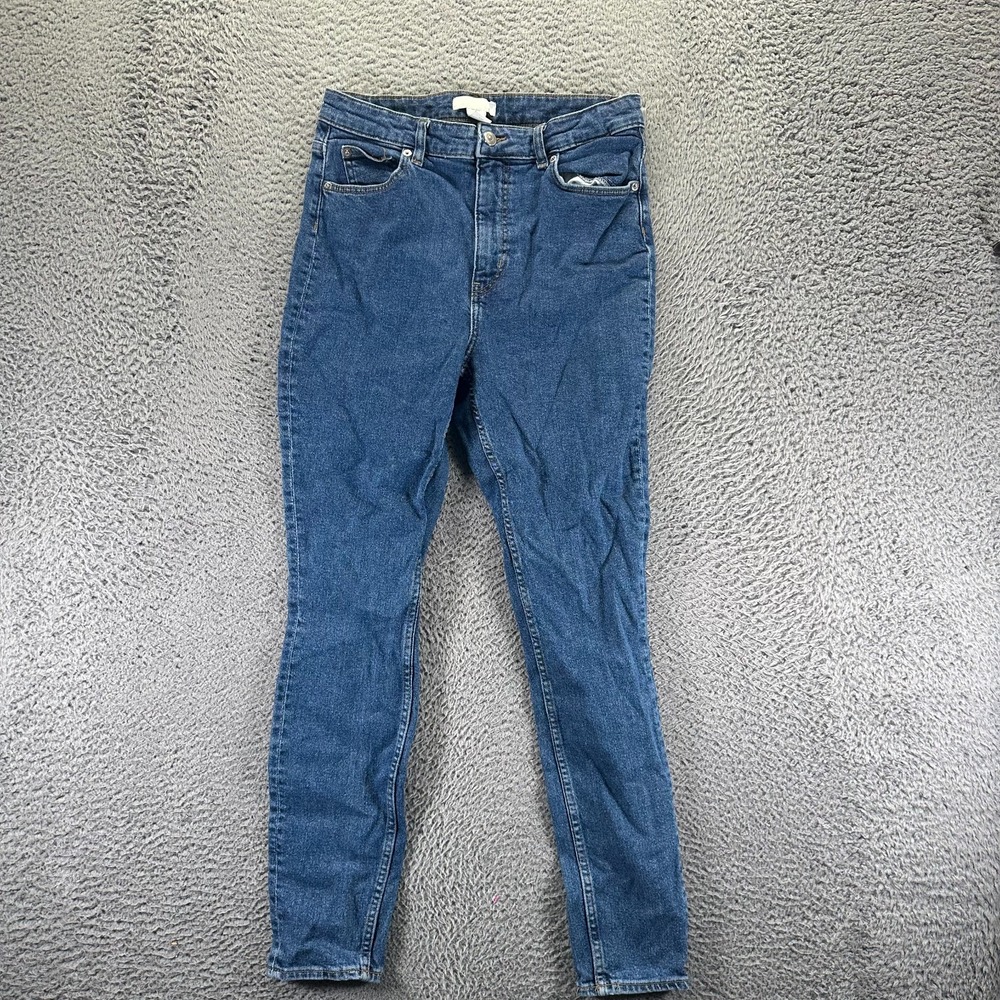 H&M Jeans Womens 12 Blue Cotton Denim Skinny‎ Workwear Utility Travel Stretch
